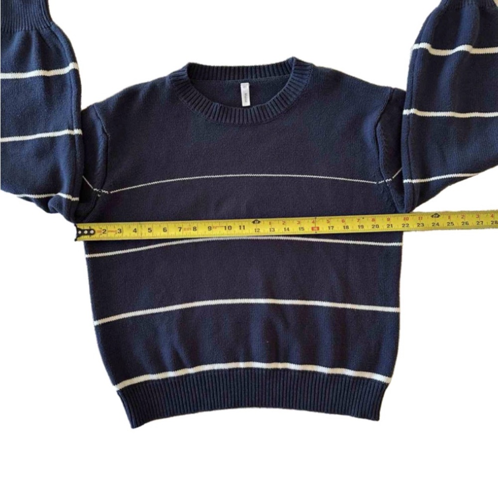 Wishlist Classic Navy Striped Soft Knit Sweater Oversized Pullover | Size-Medium - Picture 6 of 7